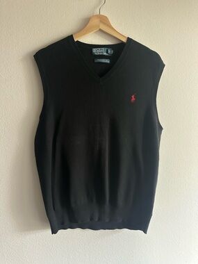 Polo by Ralph Lauren Black V-Neck Knit Sweater Vest